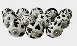 S12-01 Vintage stílusú porcelán bútorgomb szett (12 db-os)