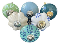 S6-021 Vintage stílusú porcelán bútorgomb szett (6 db-os)