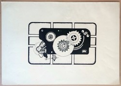 Budahelyi Tibor 1977-es szitanyomat 43x62 cm lapméret  30/1 számozás
