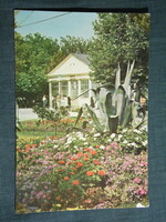 Képeslap,Harkány,Gyógyfürdő,park,sétány,épület látkép, részlet,1963-