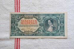 Százezer Milpengő 1946 (B 045) EF+, elcsúszott vágás