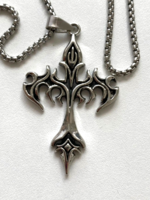 Nemesacél (stainless steel) Lángkereszt nyaklánc 266