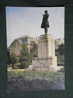 Képeslap, Karcag, Kossuth Lajos szobor látkép,részlet , 1986-