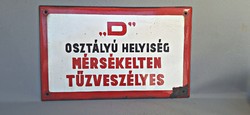 Mérsékelten  tűzveszélyes zománctábla nagy méret