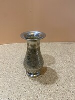 Ezüstözött alpakka váza, szecessziós, 12 cm-es. 6056