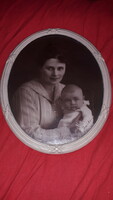 Antik FOTÓ ANYA GYERMEKÉVEL OVÁLIS BIEDERMAYER hibátlan KERETBEN 27 X 33 cm a képek szerint