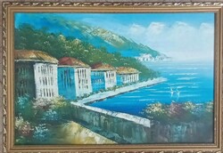 Mediterrrán tájkép festmény - nagyméretű