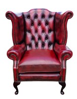 Eredeti Angol Chesterfield Queen Anne füles bőr fotel A873