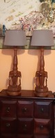 Vintage teak teek fa elefántos asztali lámpa pár x