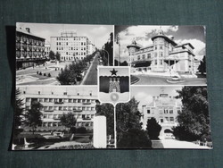 Képeslap,Kaposvár,mozaik,Latinka tér,park,színház,iskola, látkép,részlet, 1973-