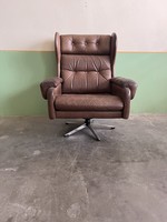 Retro dán forgószék bőr.1960. pihenőfotel. Svend Skipper.Mid century.