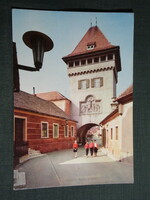 Képeslap,Kőszeg,Hősök kapuja tornya,utca látkép,részlet, 1969-