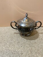 Vastagon ezüstözött szecessziós cukortartó, 18 x 10 cm. 6183