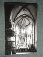 Képeslap,Kőszeg, Szent Jakab templom főoltár látkép,részlet, 1963-