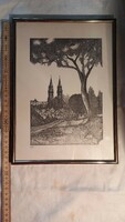 Ausztria  , Klosterneuburg monostor,  rézkarc vagy acél metszet