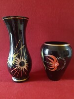 Retro fekete üveg vázák  Veb kunst glass x