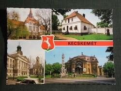 Képeslap, Kecskemét,mozaik,Kodály központ,múzeum,színház,templom látkép,részlet, 1986-