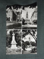 Képeslap, Kecskemét,mozaik,Főtér,Cifra palota,park,Zsinagóga,Katona J. szobor látkép,részlet, 1959-