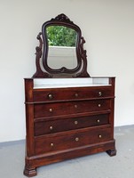 Antik fürdőszoba bútor tükör fiókos komód márvány lap törött 212 9259