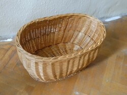 Vintage nagy kézi fonott fületlen vessző tároló kosár