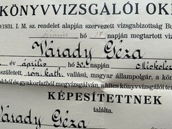 Hiteles Könyvvizsgálói oklevél 1938 Budspest