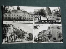Képeslap,Marcali,mozaik, Széchenyi kastély,kórház,iskola,utca,park szökőkút látkép,részlet, 1963-