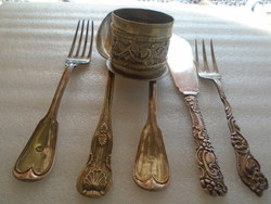 Set of 6+1 Antique Serving Tarts Knives, Forks & Spoon in a Holder