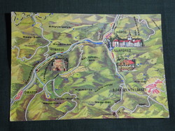 Képeslap,Borsod tourist,térképes,Hámor,Lillafüred, Újmassa,Ómassa,Bükkszentkereszt, 1976-