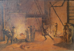 Kohászat témájú festmény jelzett