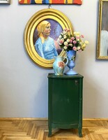 ZÖLD SZINŰ FESTETT ROMANTIKUS PROVENCE STÍLUSÚ ANTIK ÉJJELI SZEKRÉNY BÚTOR