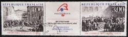Fr2674-5cp / Franciaország 1988 200 éves a Francia Forradalom bélyegcsík pecsételt