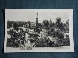 Képeslap, Kaposvár, park részlet, szökőkút látkép, 1956-