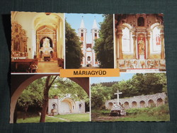Képeslap,mozaik,Máriagyűd,Barokk kegytemplom belső,oltár ,szobor, látkép, részlet, 1979-