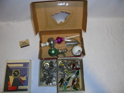 Retro karácsonyfadíszek, függeszthető gyertyatartók, izzók,....együtt