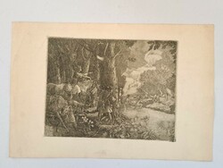 Jelzett Nagy (Sándor? 1869-1950) csodaszarvas című rézkarc metszet 1933