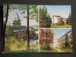 Képeslap,Mátra,mozaik,Mátraháza,Honvéd,Vasutas üdülő,szálló látkép, részlet, 1973-