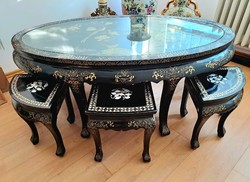 Kínai lakk teázóasztal szett