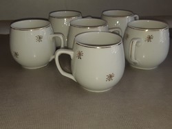 Hibátlan csehszlovák Dubi gyártmányú 6 db aranyozott mintás bögre szett