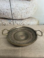 WMF Ezüstözött Szecessziós Réz Füles Kínáló Tál A81