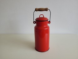 Rég piros zománcos 2 L kanna vintage tejeskanna zománcozott