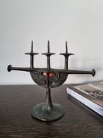 Zoltán Pap brutalist modernist bronze candle holder - 60s/70s