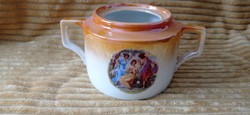 Change. Zsolnay Baroque Scene, Glazed Porcelain Tea Sugar Bowl, only!