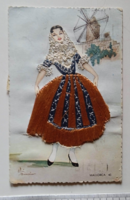 ZA538.6 Mallorca -népviselet,hímzett képeslap -magyar portó bélyegekkel 1960 -Spanyolország Baleares