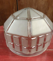 Antik art deco csillár, ebédlő lámpa csiszolt 8 szögletű üveg alsó búra szecesszió nagy méretű 25cm
