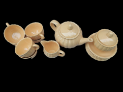 Art deco, sun-yellow tea set (Kispesti/Gránit) (the set consits of 15 pieces)