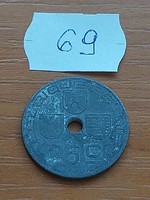 BELGIUM BELGIQUE - BELGIE 25 CENTIMES 1943(?) WW II. CINK, III. Leopold király  69.