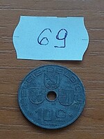 BELGIUM BELGIE - BELGIQUE 10 CENTIMES 1942 WW II. CINK, III. Leopold király  69.