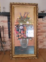 Hatalmas festmény,akril(kerettel 138 x70 cm!) Üveges! Súlyos.