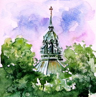 Munich II- watercolor painting / München II - akvarell festmény