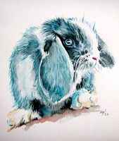 Cute rabbit - watercolor painting / aranyos nyuszi - akvarell festmény